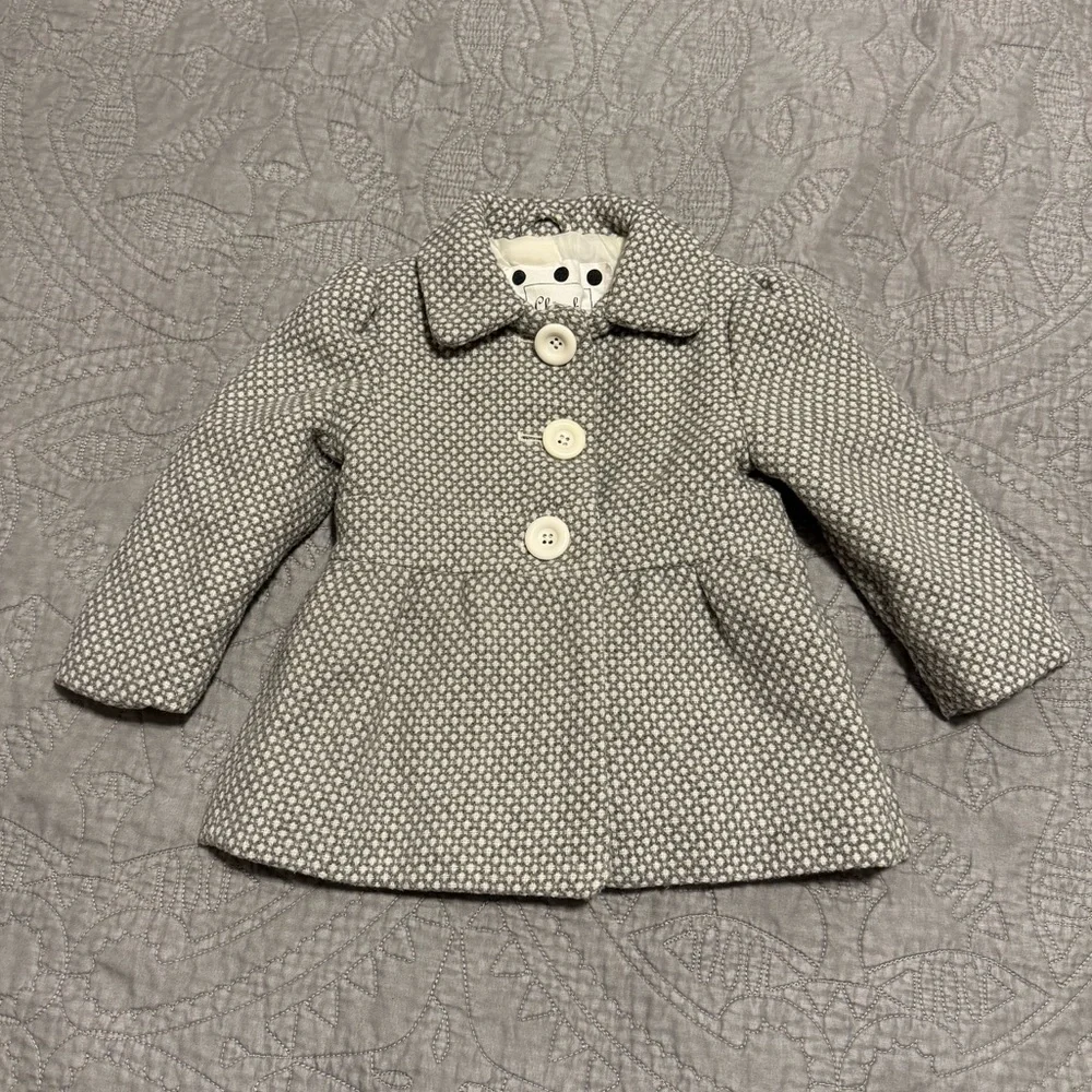 Cherokee Gray and White Girls Dress Coat 18 Months - Picture 1 of 6